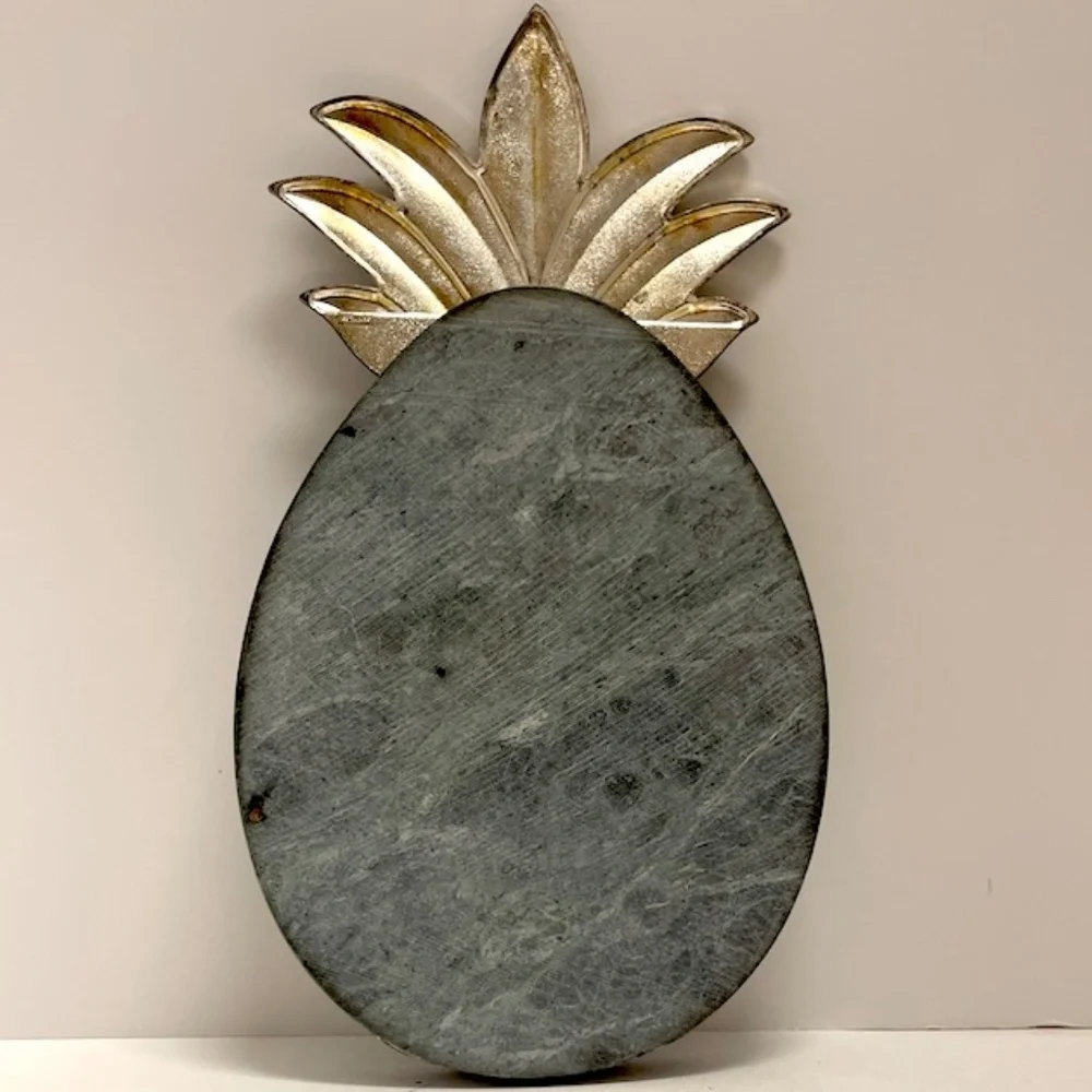 Vintage Godinger Green Marble Cutting Board with Silver Plated Top & Bottom - Picture 2 of 5